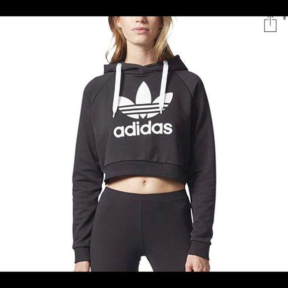 adidas cropped trefoil hoodie